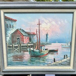 Coastal Harbor Scene Framed Art by Max Savy